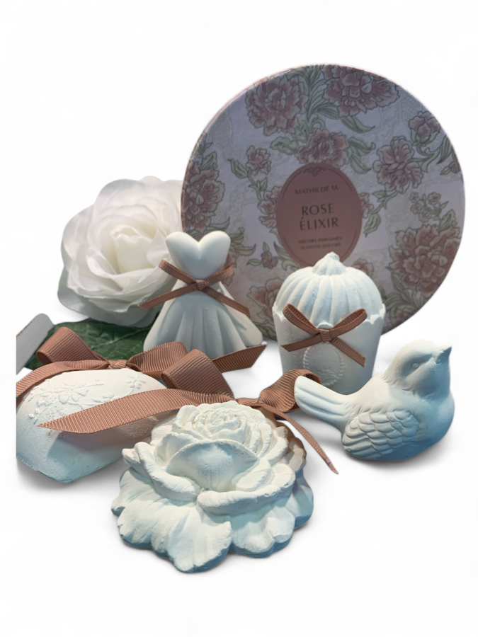 CAPPELLIERA CON 5 GESSI PROFUMATI ROSE ELIXIR